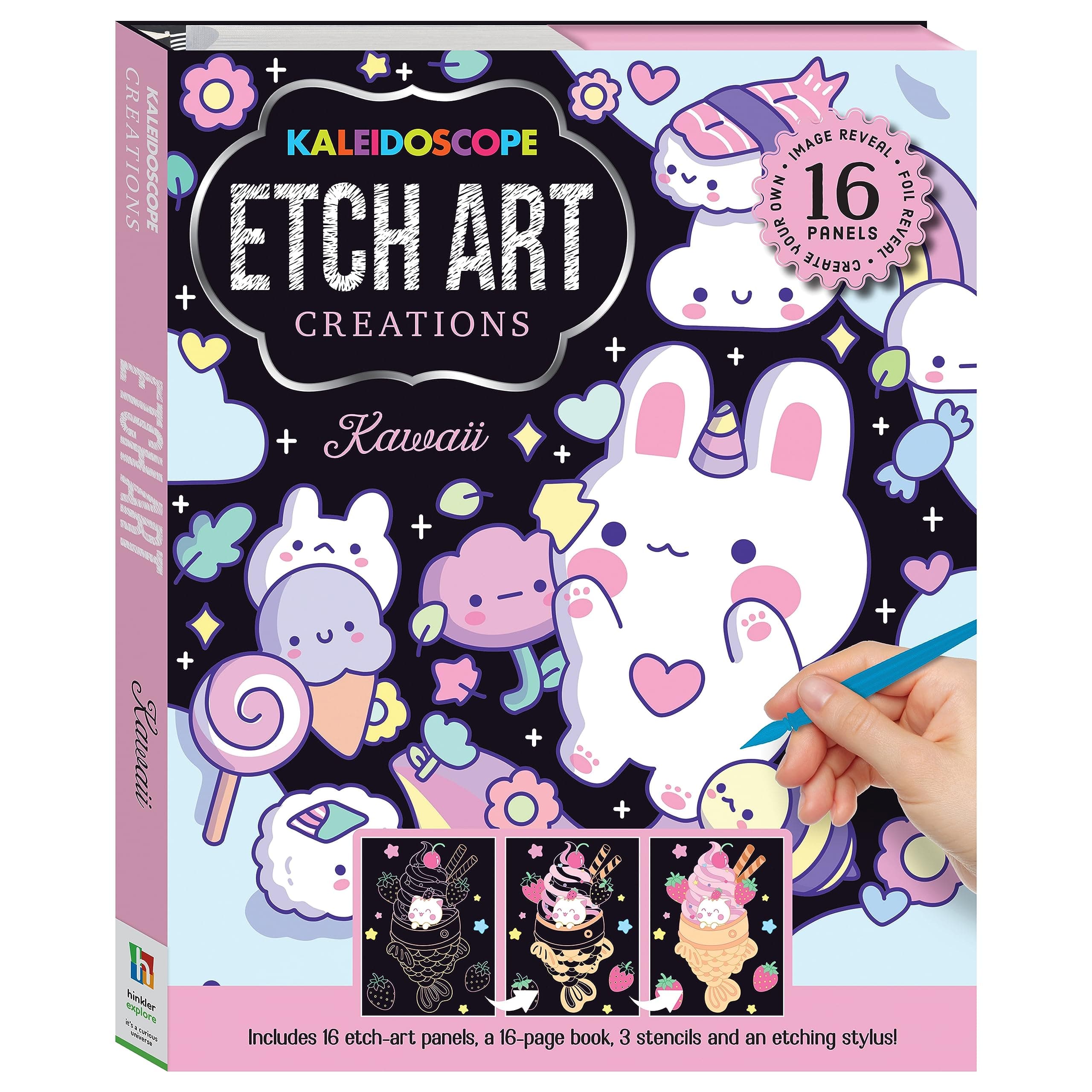 Kawaii Kaleidoscope Etch Art Kit | Scratch Art for Adults and Children | Arts and Crafts Projects | Gifts for Teen Girls