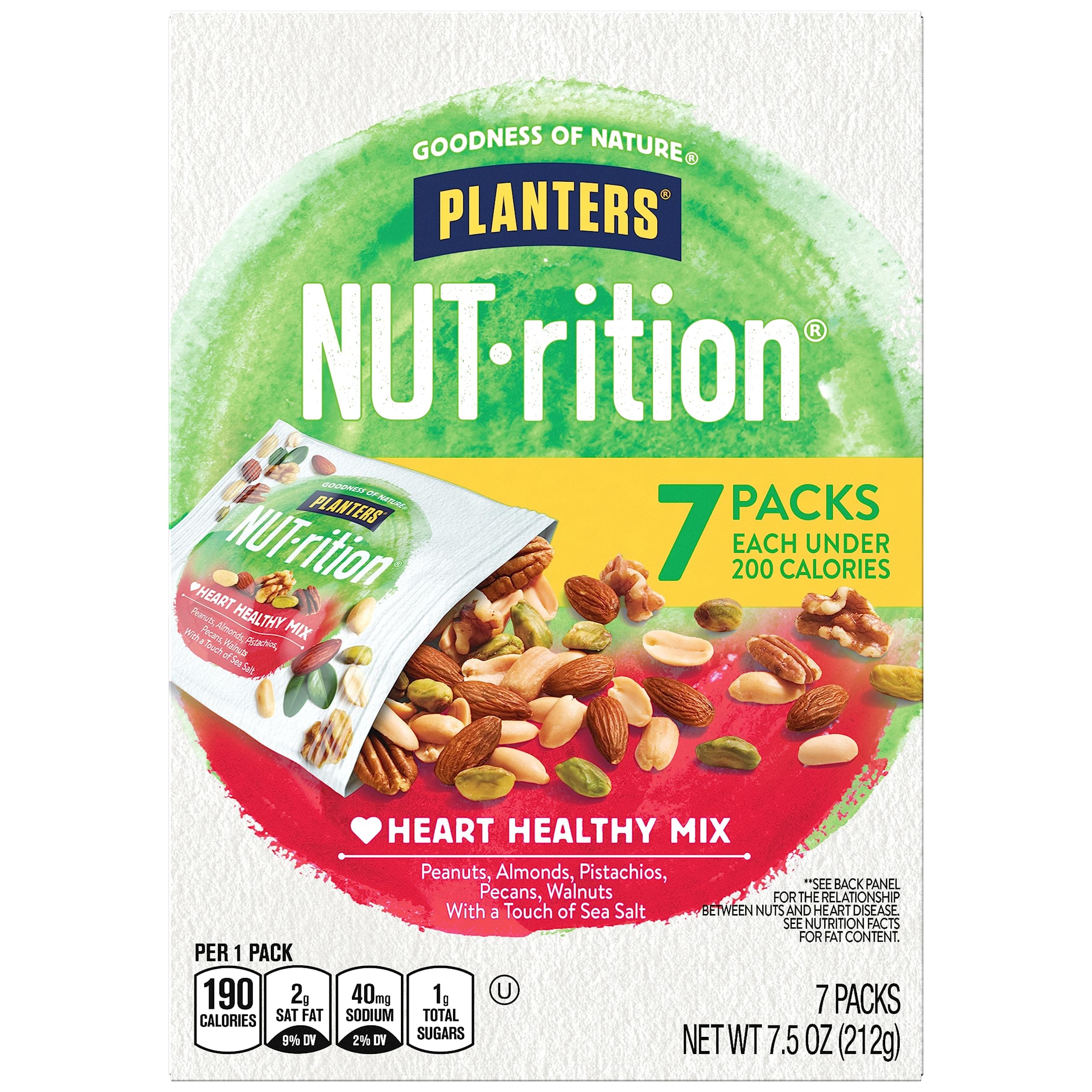 NUT-rition Heart Healthy Mix with Walnuts, 7.5 oz Box (Contains 7 Individual Pouches) - On-the-Go Snack, Work Snack, School Snack and Active Lifestyle Snack - Great Camping Snacks - Kosher