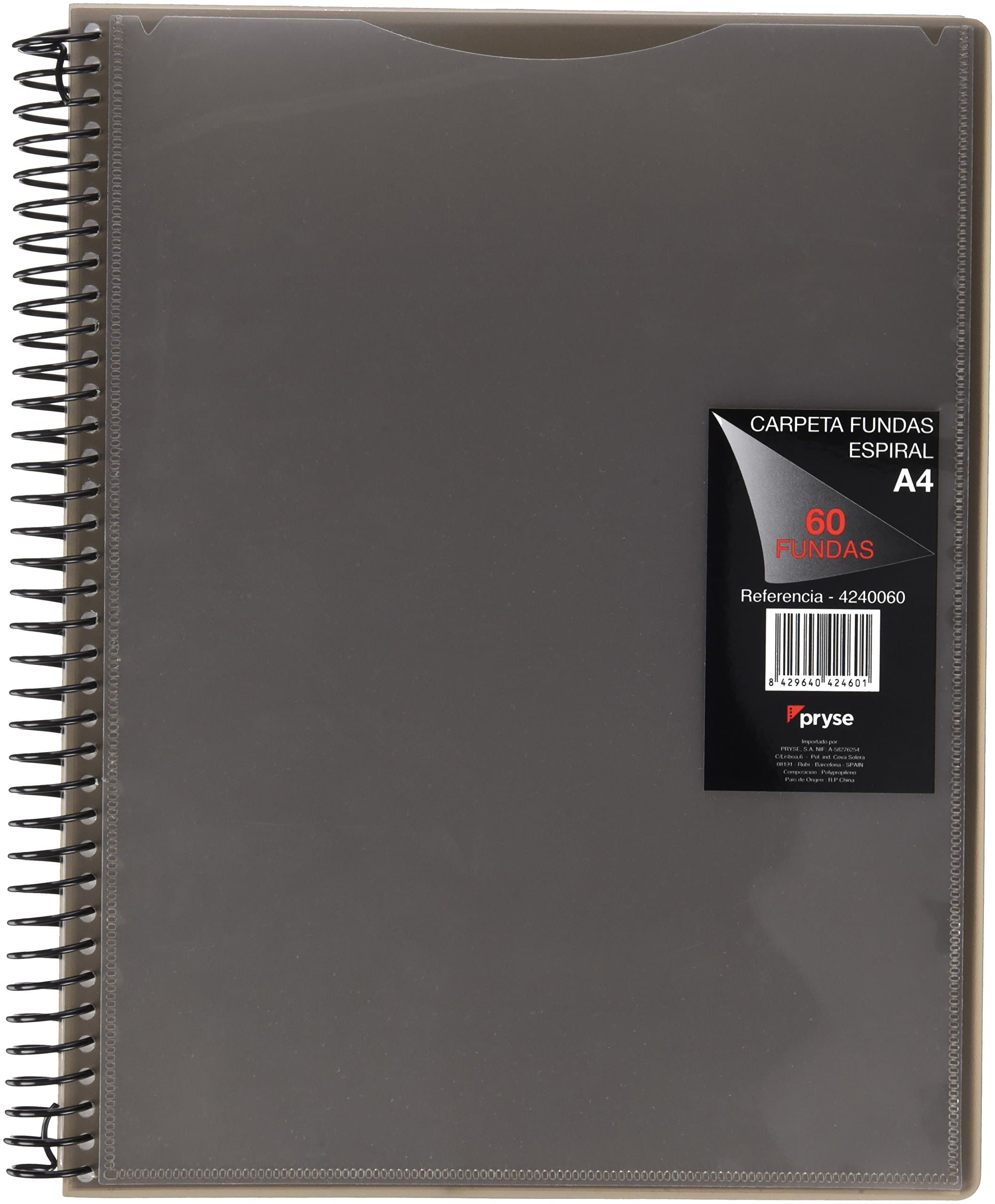 Pryse4240060 – Folder Spiral with 60 Pockets, A4, Black