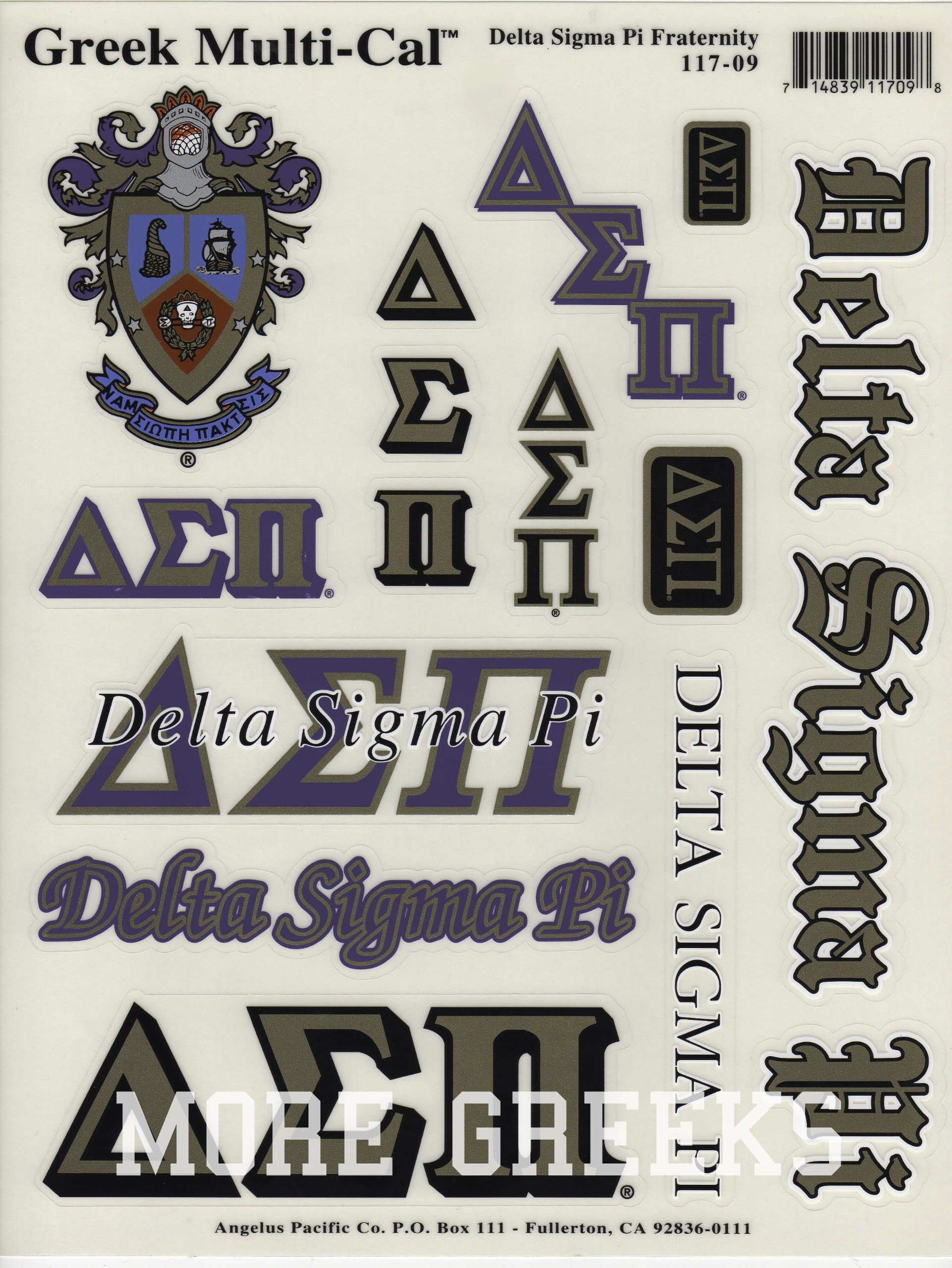 Delta Sigma Pi Multi-Cal Stickers by Angelus Pacific