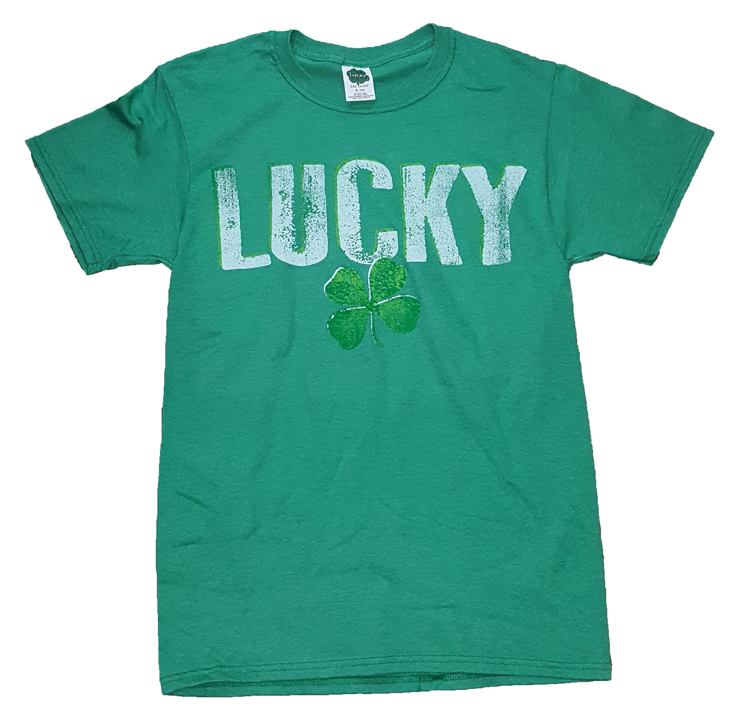 St. Patrick's Day Lucky Clover Green Graphic T-Shirt - Large