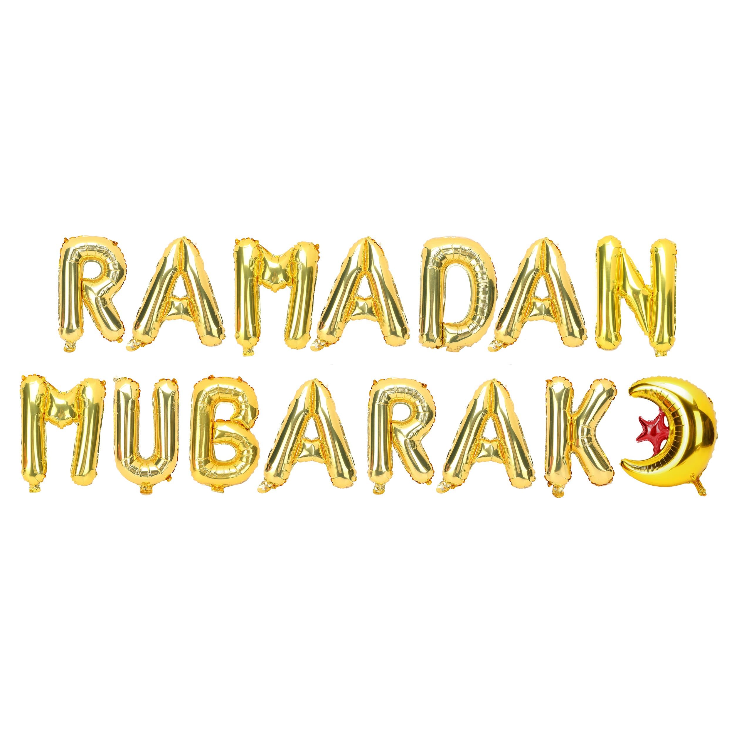 Ramadan/Eid Mubarak Hanging Foil Balloons (Ramadan Mubarak - Gold)