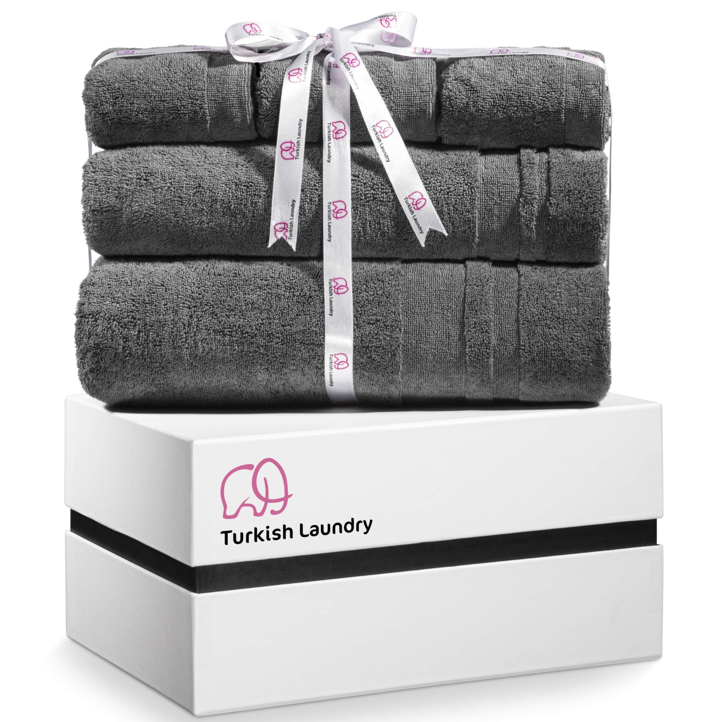 Luxury Bath Towel Set, Soft, Thick & Absorbent, 100% Organic Combed Turkish Cotton, 850 GSM (5 Piece Home & Bath Set, Grey)