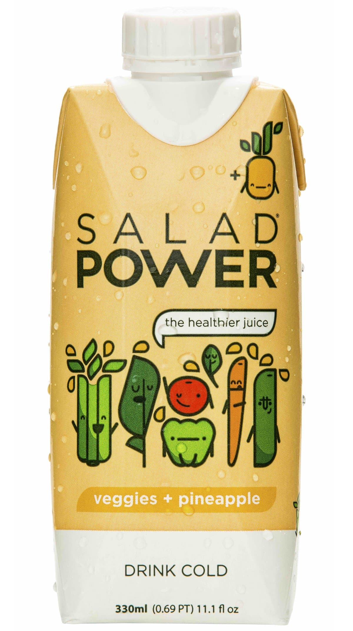 SaladPower Veggies + Pineapple Juice, 100% Juice, Low Sodium, High Potassium, Vegetables First (Pack of 12)