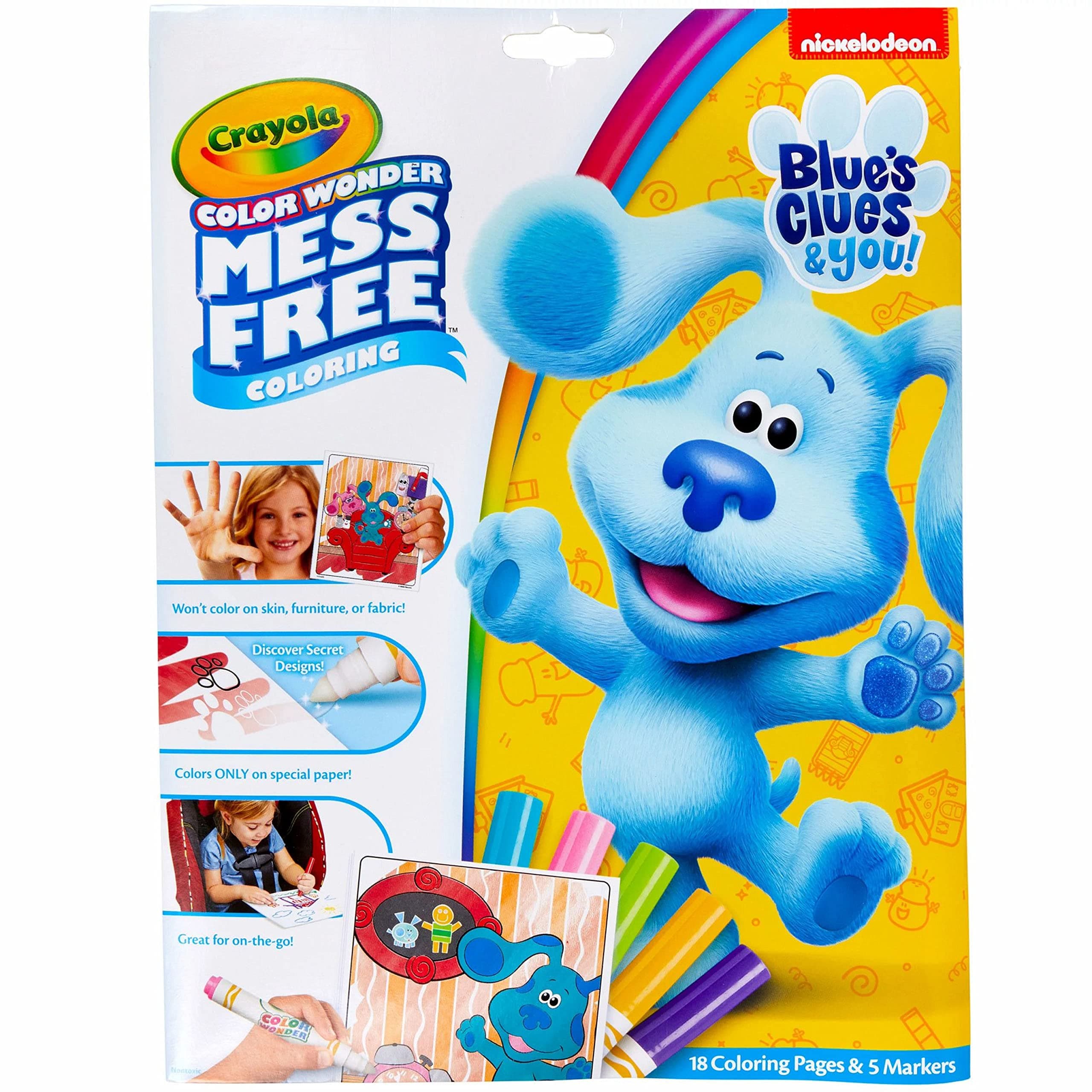 Blues Clues Color Wonder, 18 Mess Free Coloring Pages & 5 No Mess Markers, Gift for Kids