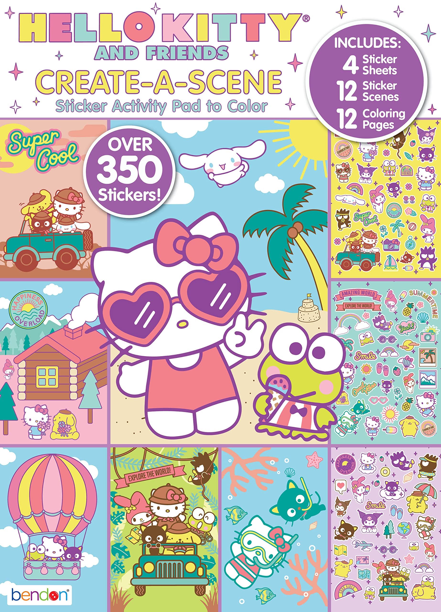 Bendon Hello Kitty and Friends Create a Scene Over 350 Stickers, Activity Pad to Color