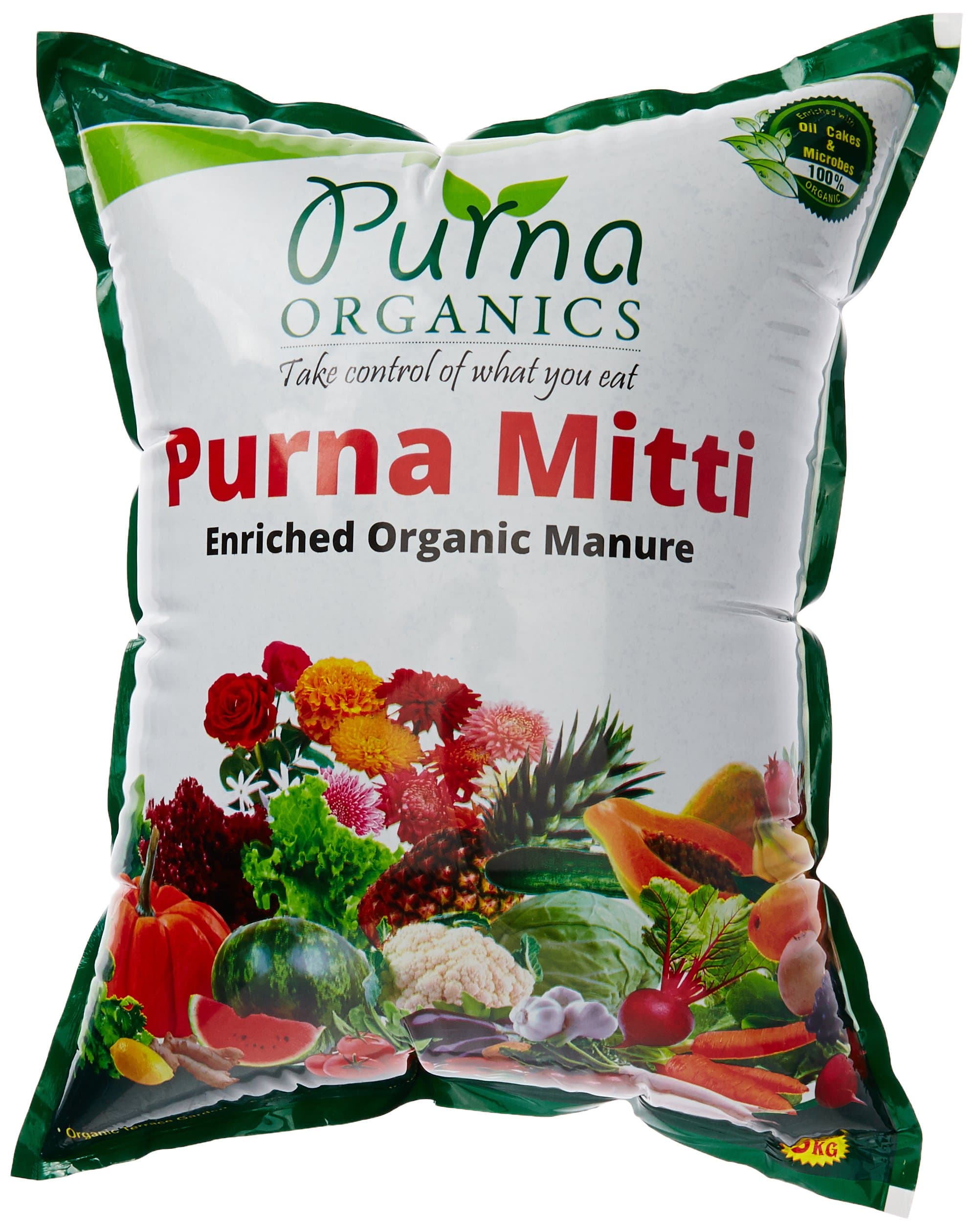 Purna Organics Mitti - Ready To Use Organic Potting Mix 5Kg (1X5Kg Bag)