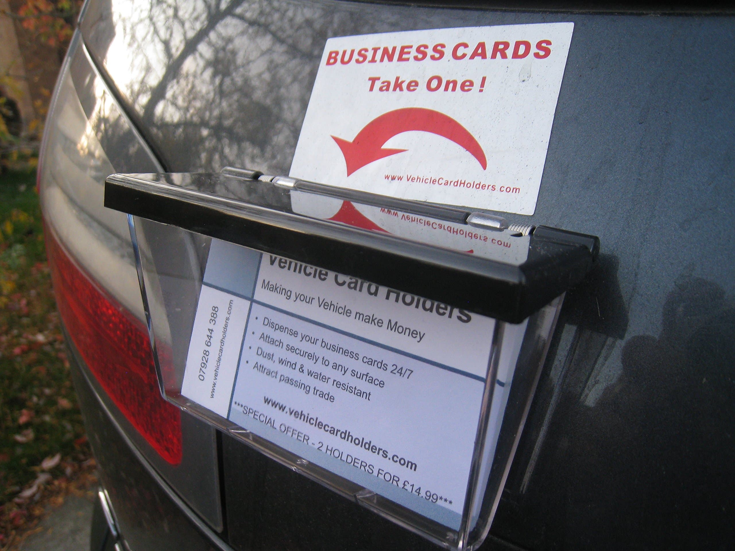 Outdoor Vehicle Business Card Holder Box - Clear Box with Black Lid