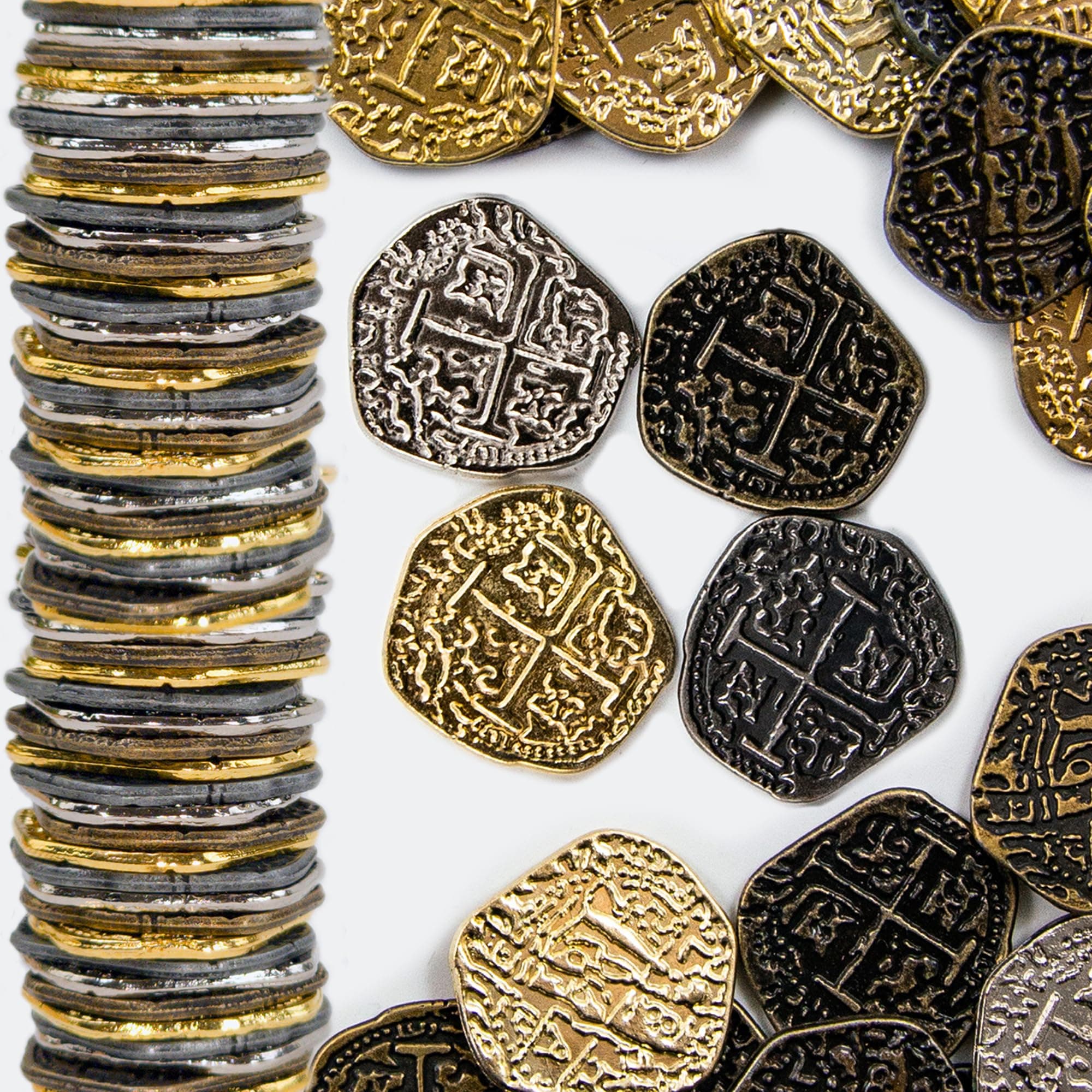 スペインダブロン金貨のレプリカ 30個 メタルコイン 海賊コイン ゴールドとシルバー ファンタジー 海賊の宝物