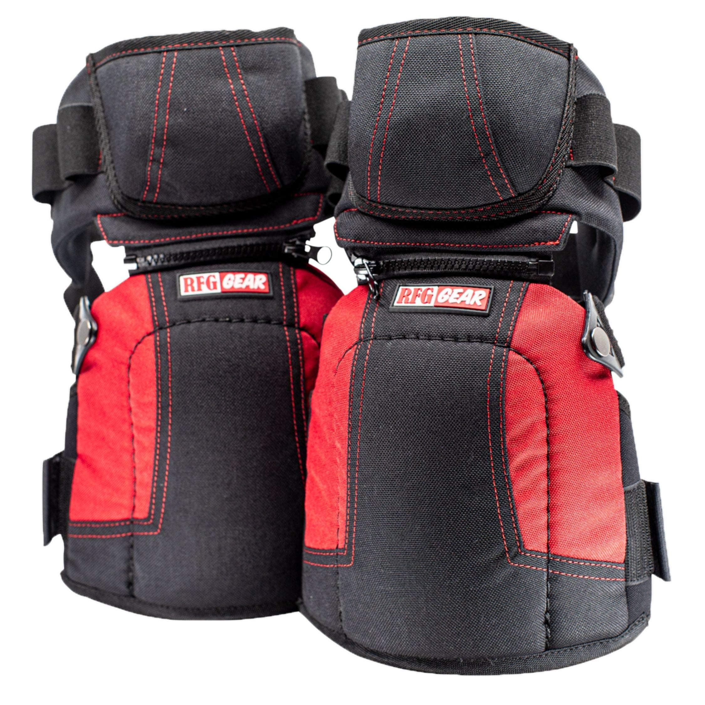 Professional Construction Flooring Knee Pads for Work with Comfortable Heavy Duty Gel Foam, 3 No-Slip Straps & 2 Versatile Tool Belts by RFG Gear