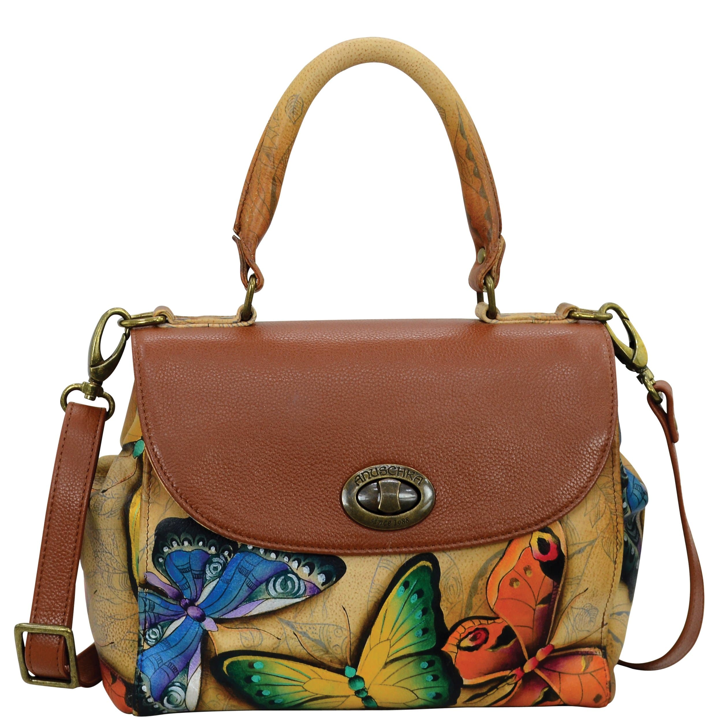 Anuschka Hand Painted Leather Women's Medium Flap Satchel