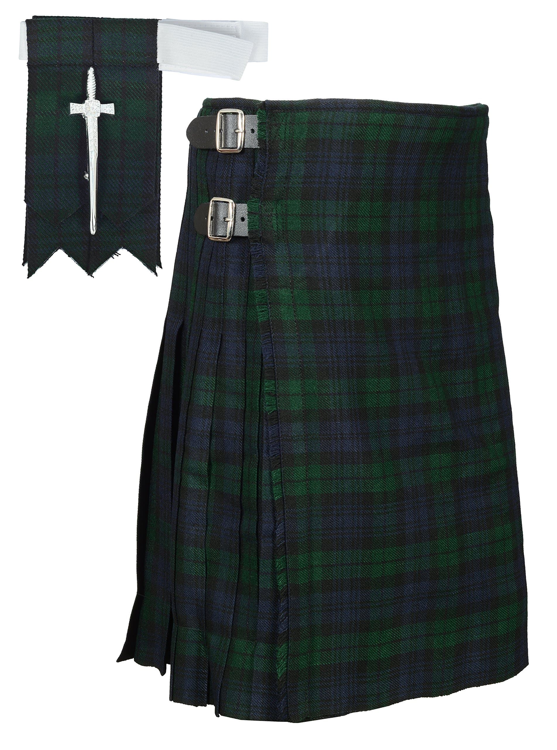 Scottish Black Watch Tartan Kilt FREE Flashes & Kilt Pin