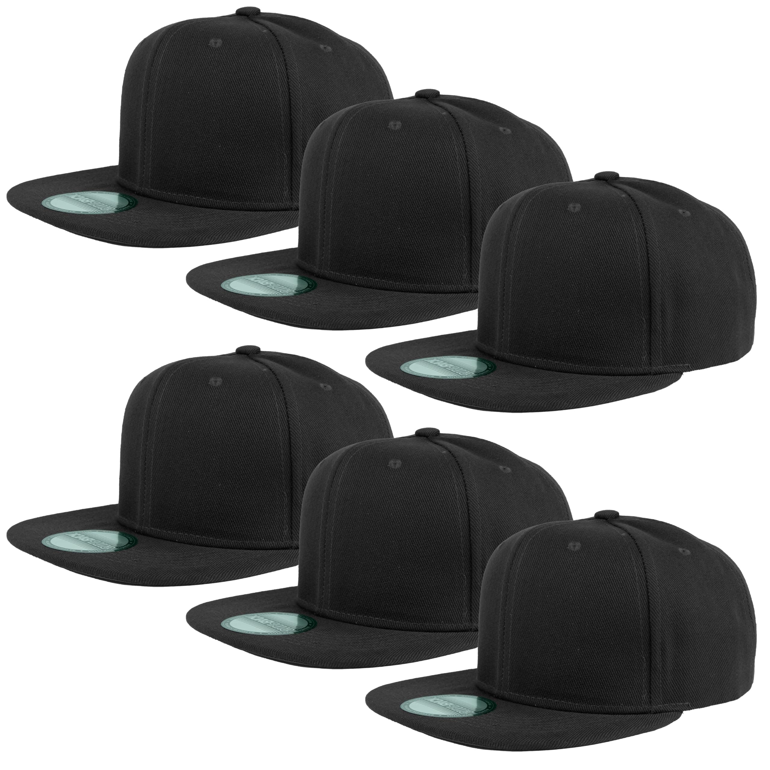 Plain Blank Flat Brim Adjustable Snapback Baseball Caps LOT 6 Pack