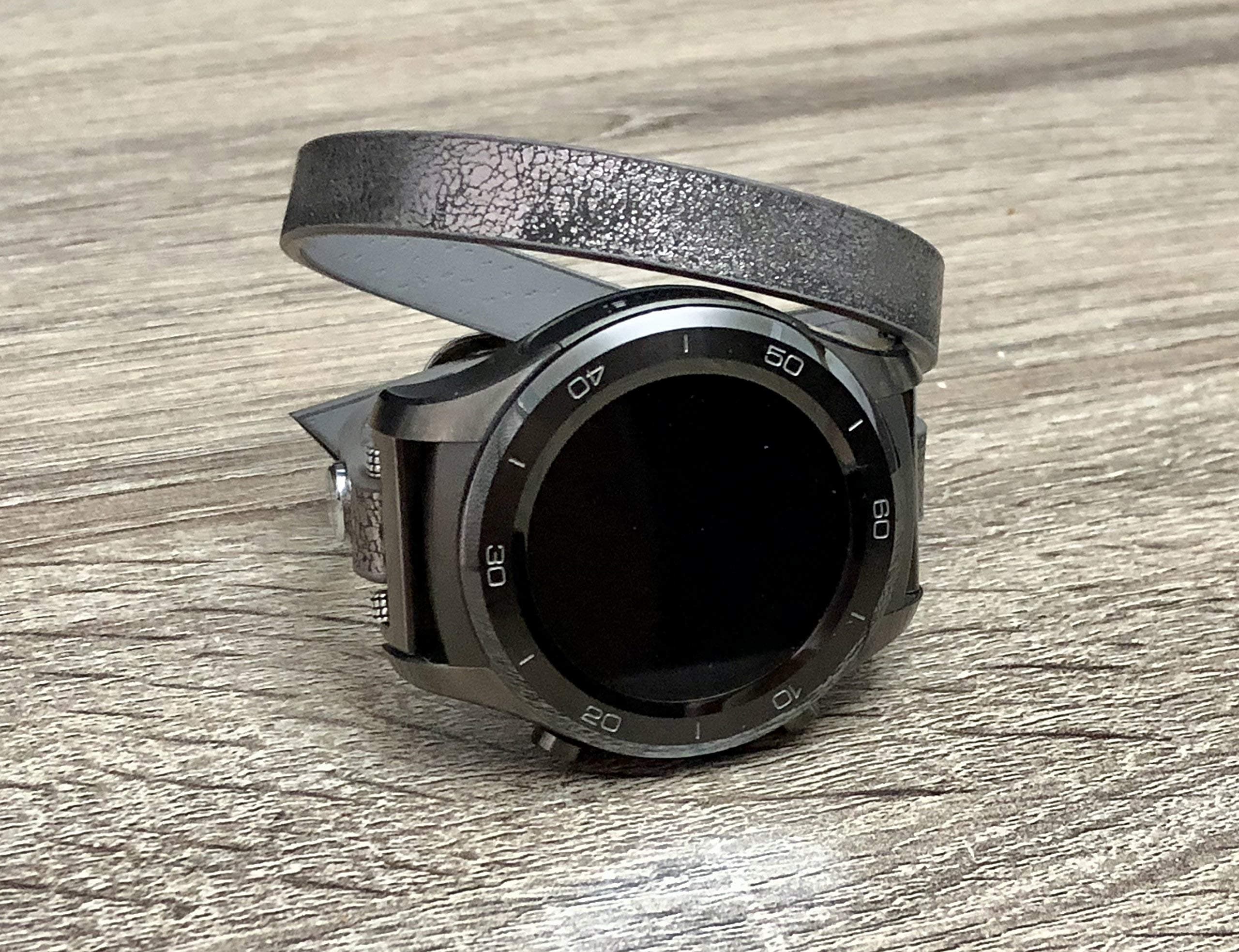 Metallic Pewter Vegan Leather Bracelet For Huawei Watch 2 Classic Handmade Double Wrap Unique Fashion Design Huawei Watch Band Adjustable Size Strap Huawei Smartwatch Wristband