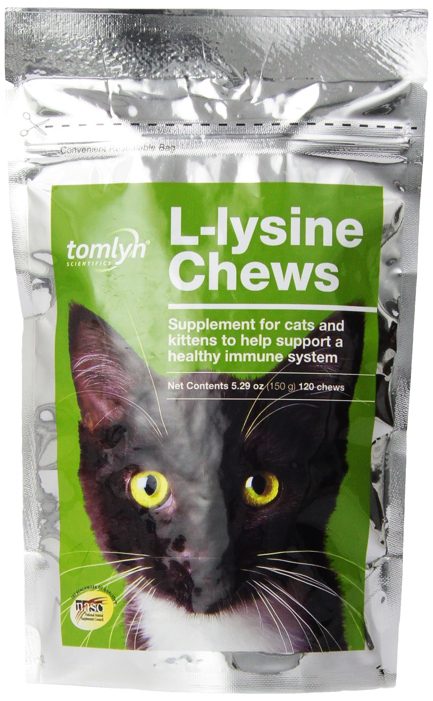 Tomlyn Scientifics 120 Count L-Lysine Health Supplement Chews for Cats