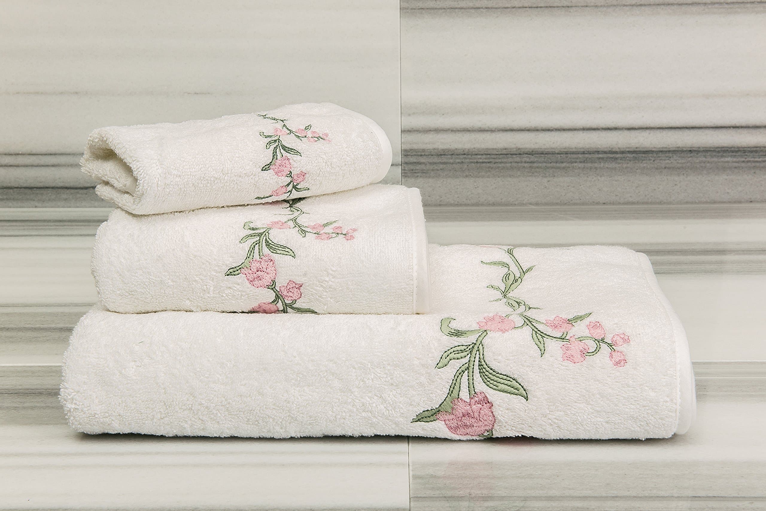 Talesma Lily Towels Set, Small, White/Pink