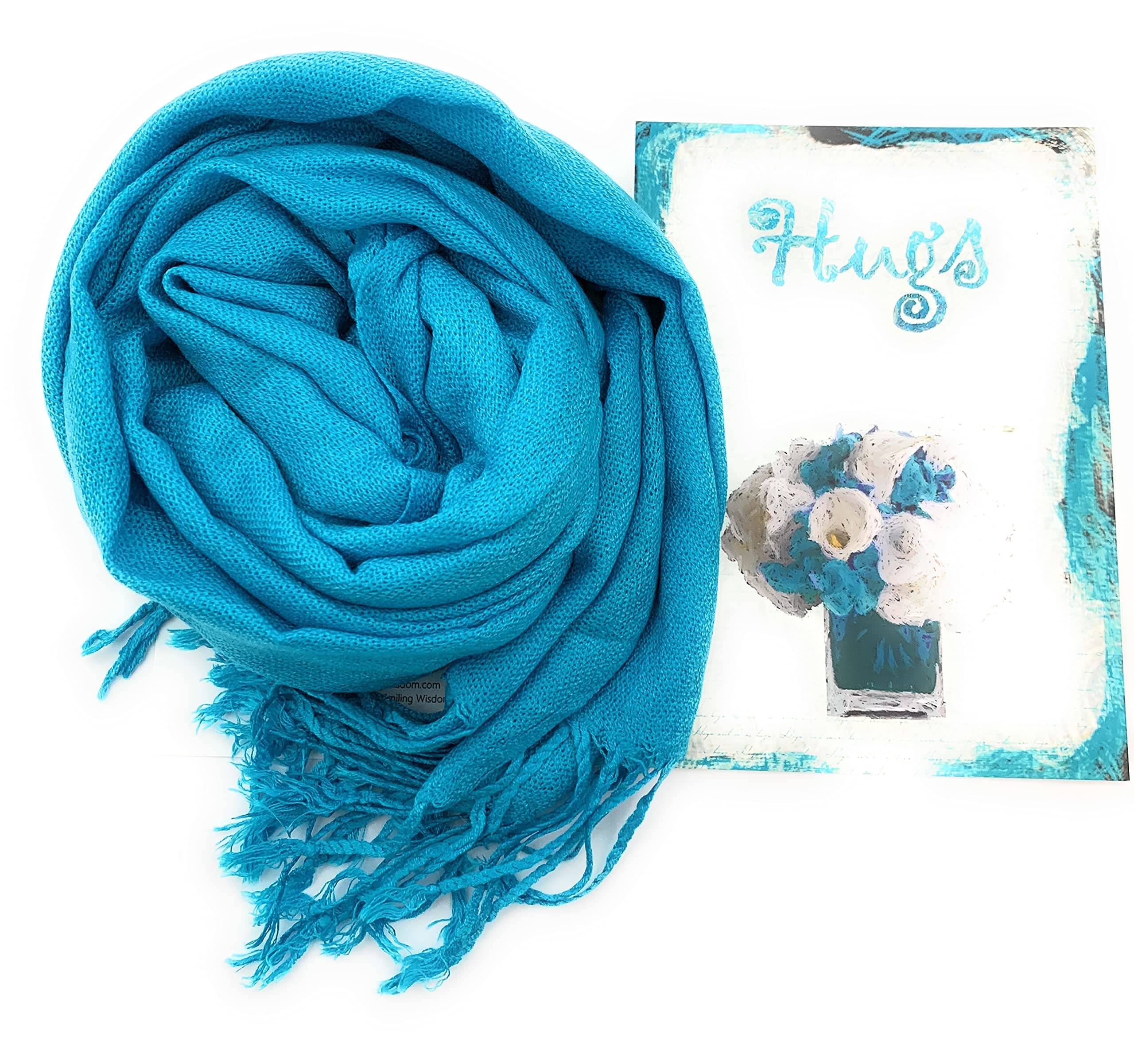 Smiling Wisdom - Hugs and More Hugs Greeting Card and Scarf Gift Set - A Wrap that Hugs - Woman - Grief Bad Day