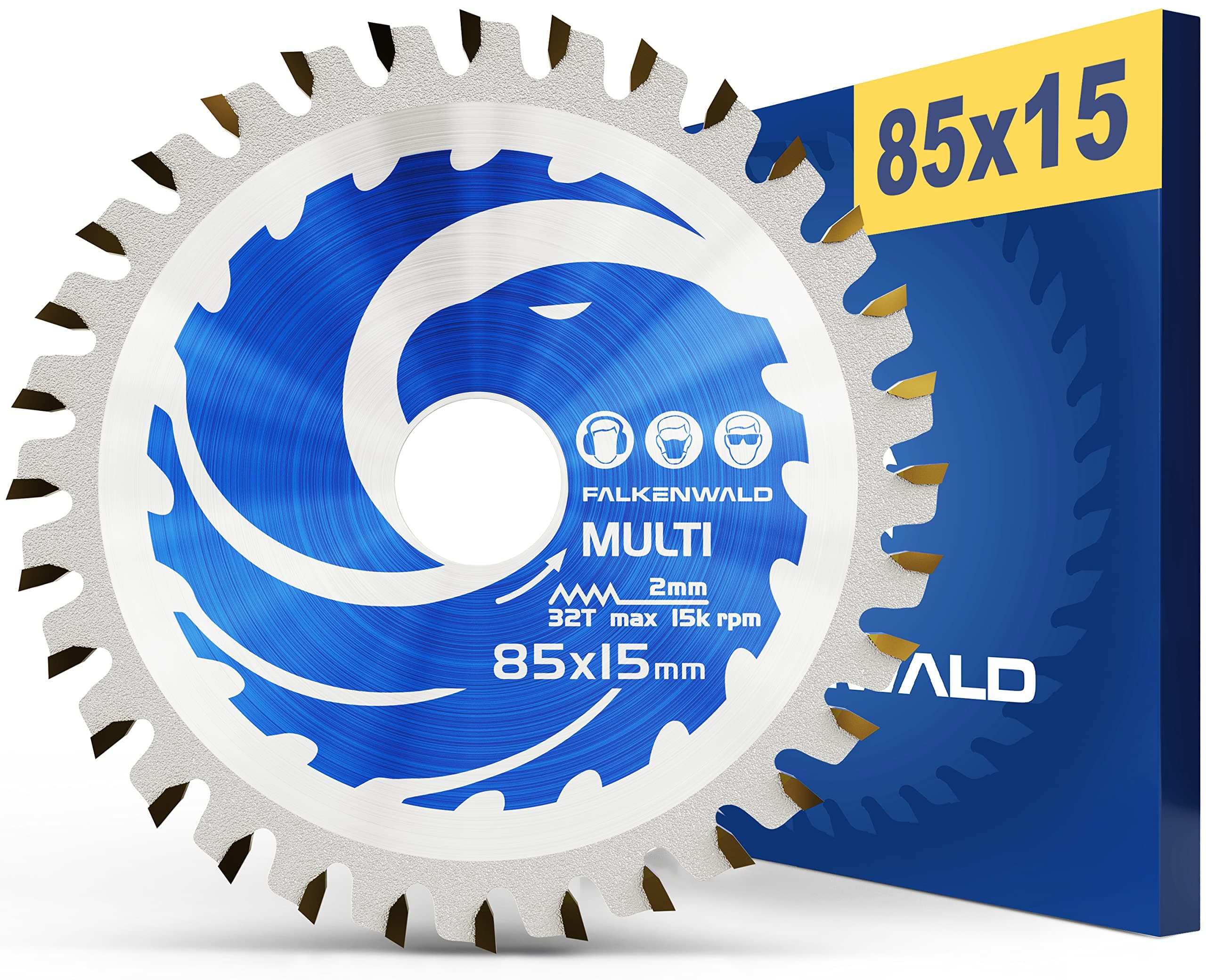 FALKENWALD ® Circular Saw Blade 85 x 15 mm - Ideal for Wood, Metal & Aluminium - Cutting Disc Compatible with Bosch & Makita Circular Saw - Universal Saw Blade Made from High Quality Carbide Metal
