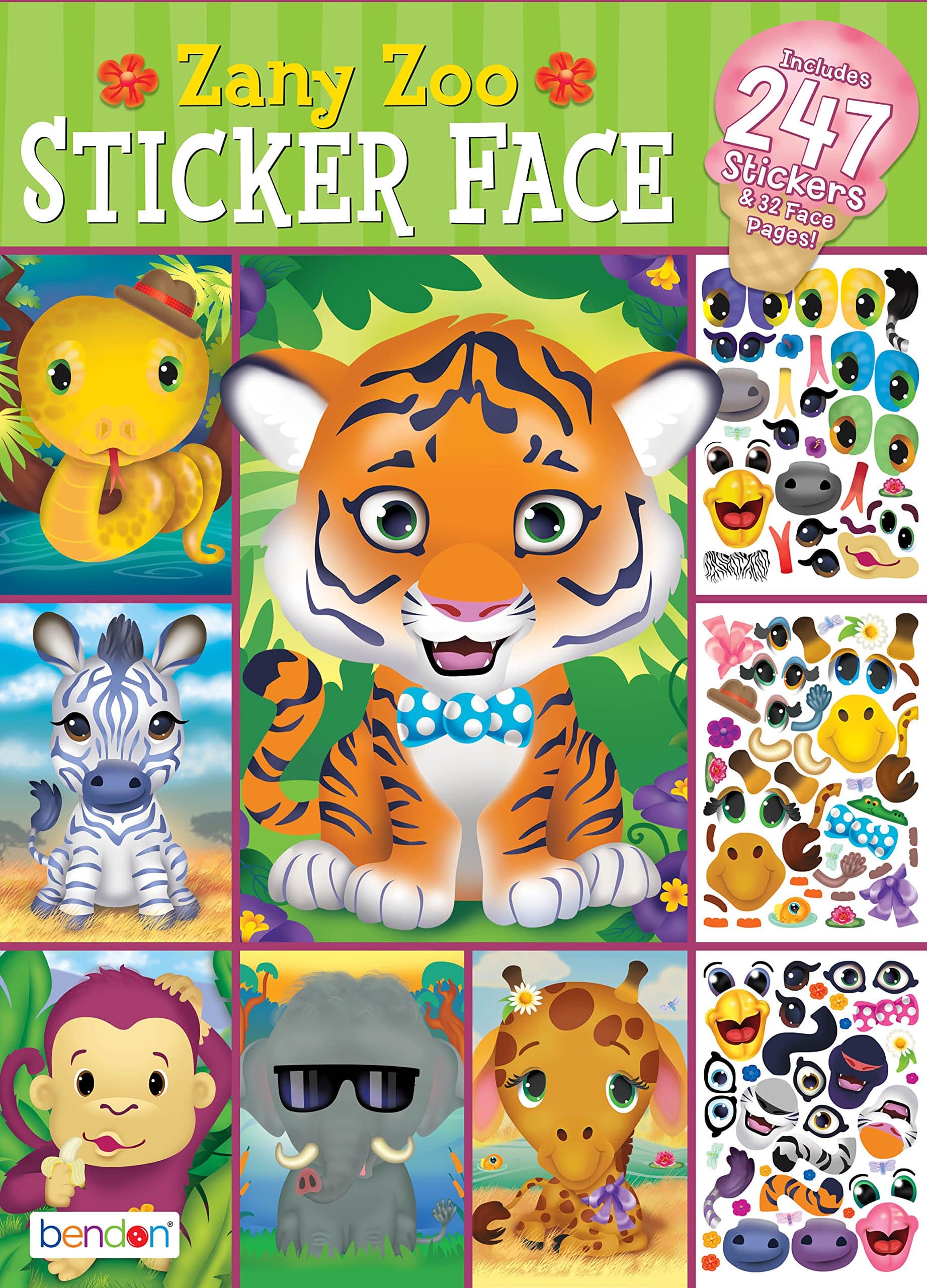 Bendon 42424 Zany Zoo Create-a-Face Sticker Book