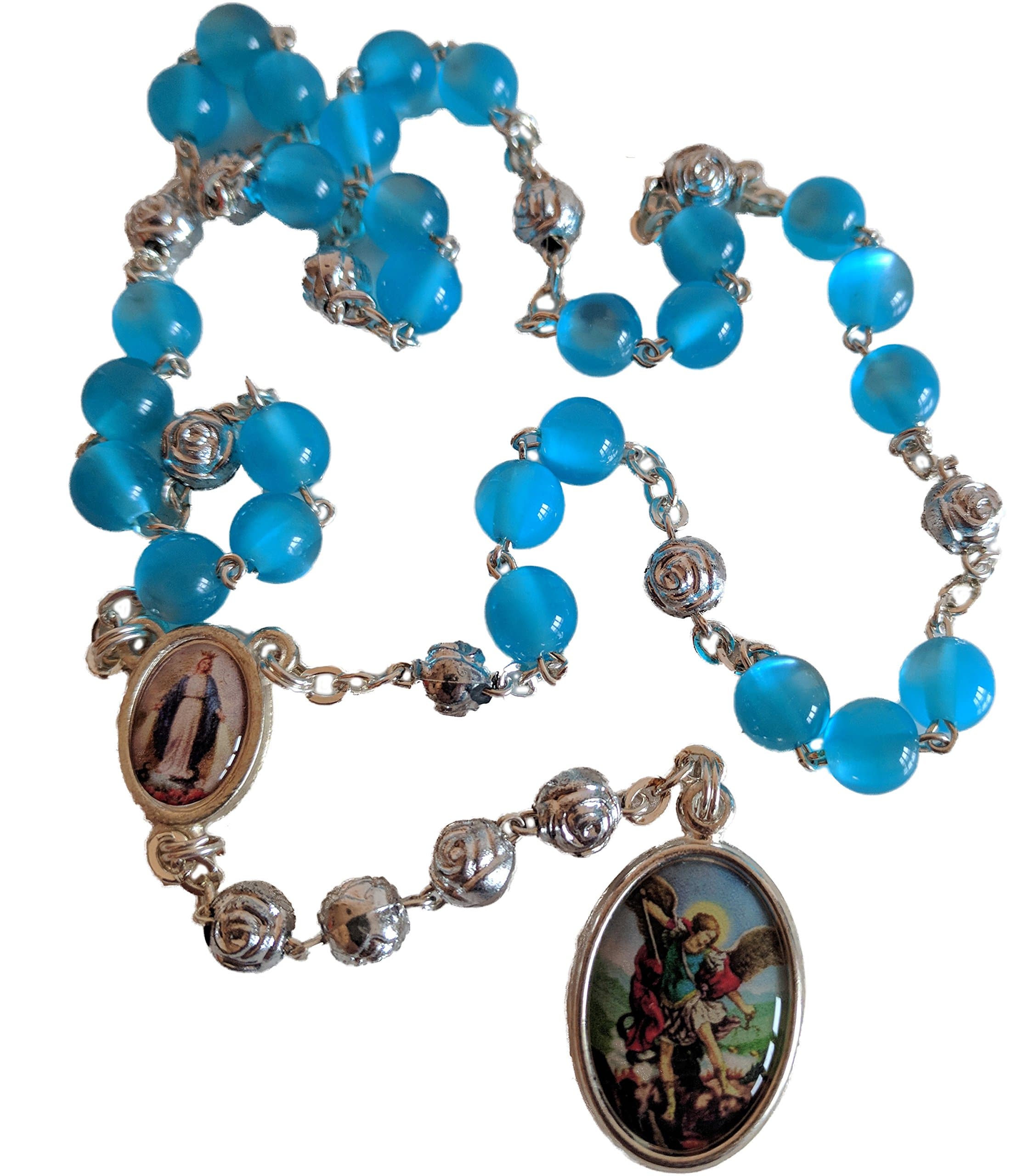Chaplet Rosary of Saint Michael Archangel Blue Beads 15 inc