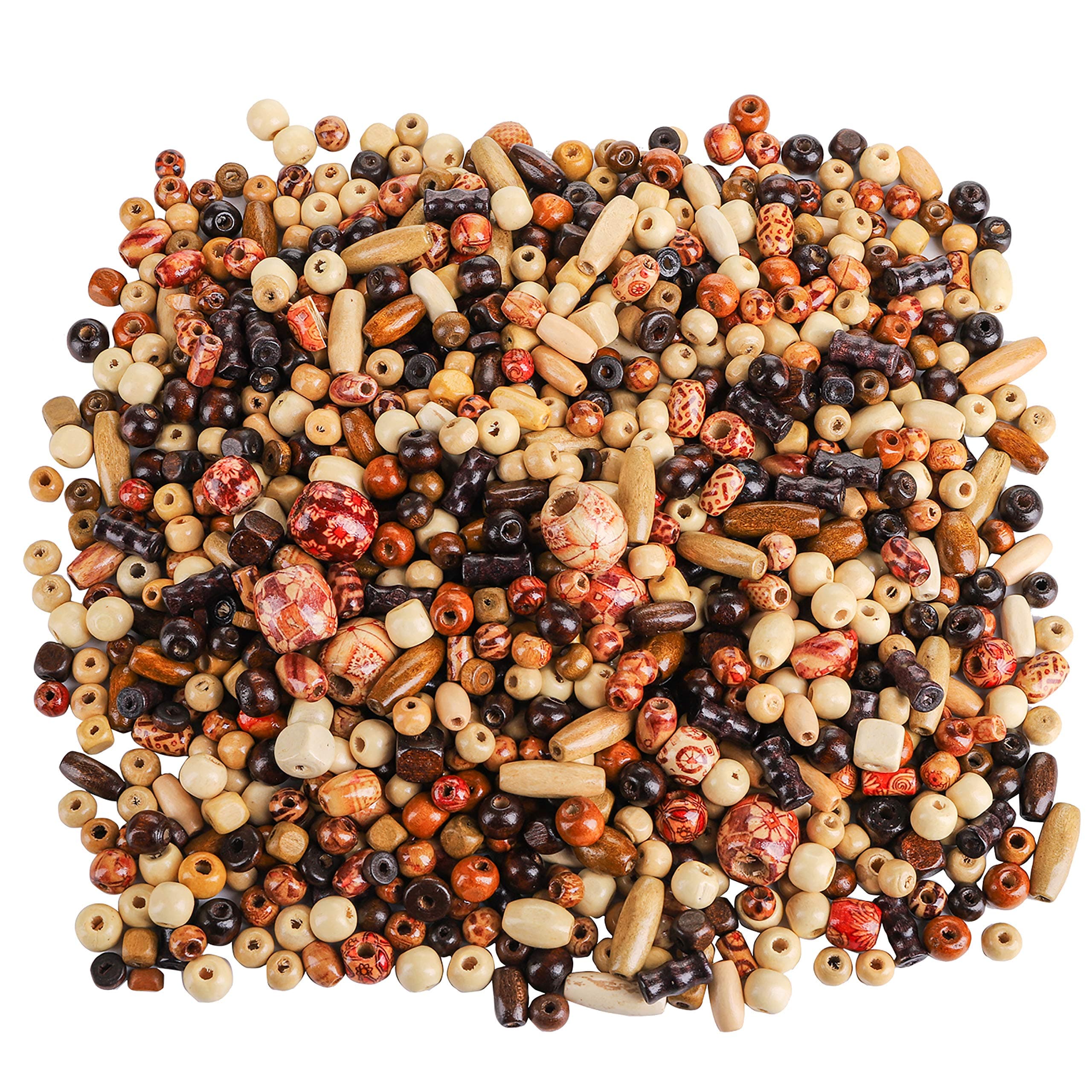 Cedilis 2000 Pcs Printed Wooden Beads, 5mm to 21mm Assorted African Beads, Natural Loose Wood Macrame Supplies Bead for Jewelry Bracelets Necklace Earring Making DIY Craft Project