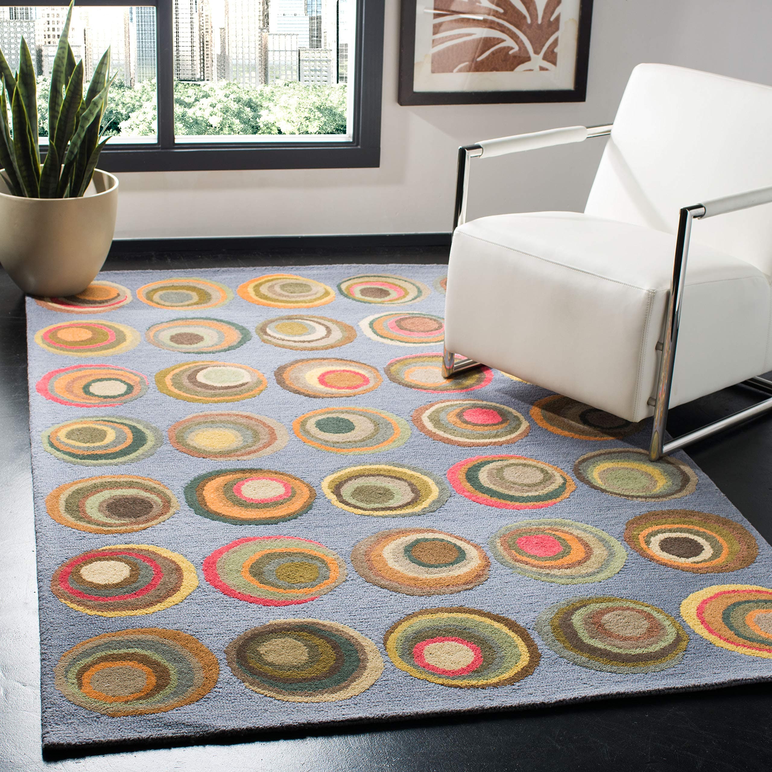 SAFAVIEH Soho Collection 6' Square Blue/Multi SOH921B Handmade Modern Abstract Premium Wool Area Rug
