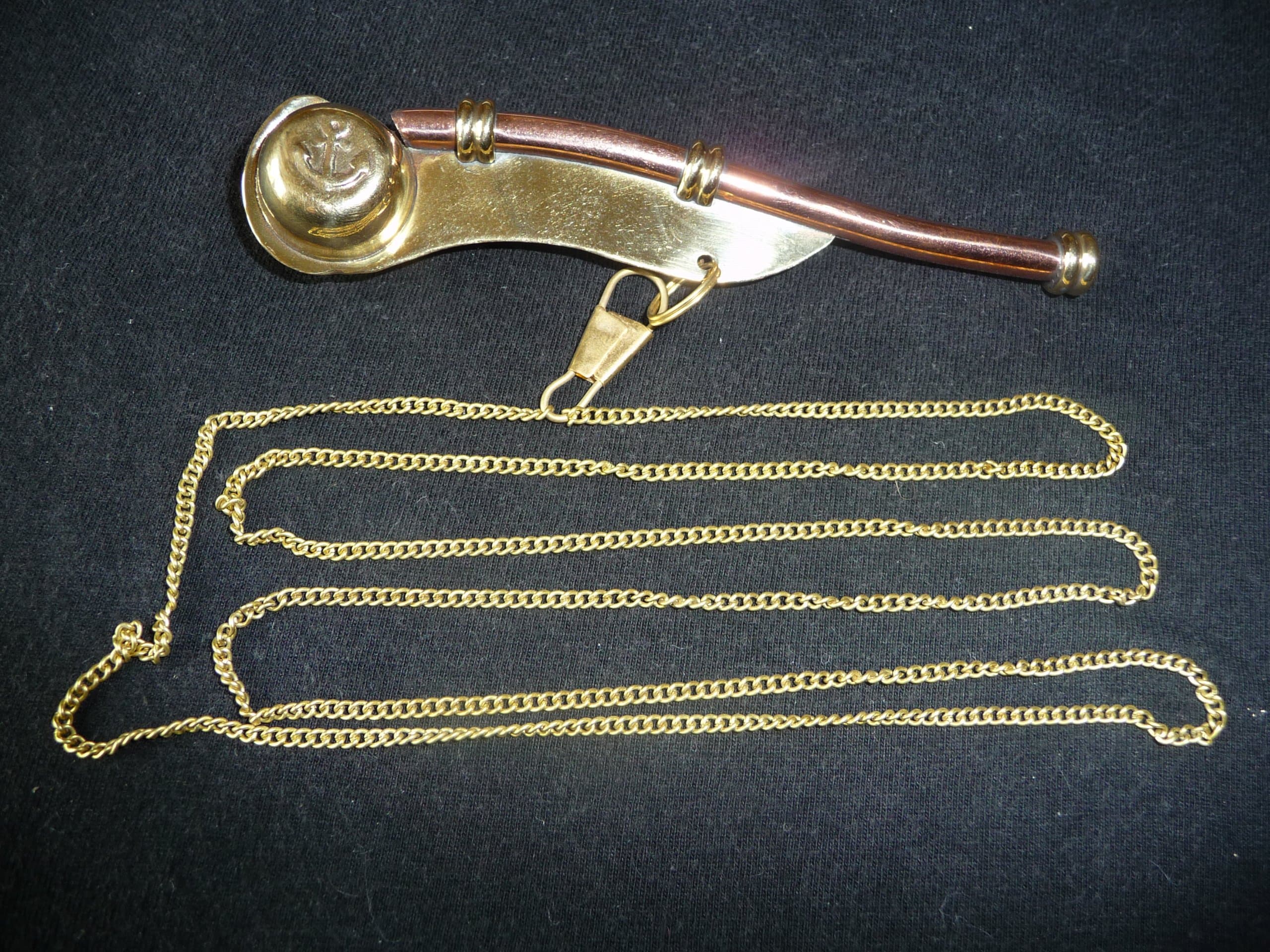 Bosun's Whistle, Pipe or Call. NEW. Sturdy metal whistle which can even be heard over a high wind. Great dog whistle. Unusual gift for Sailors or Scouts.